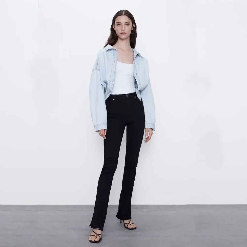 2/$30 ZARA Split Ankle Skinny Jeans 2 Rinsed Black High Rise #5724